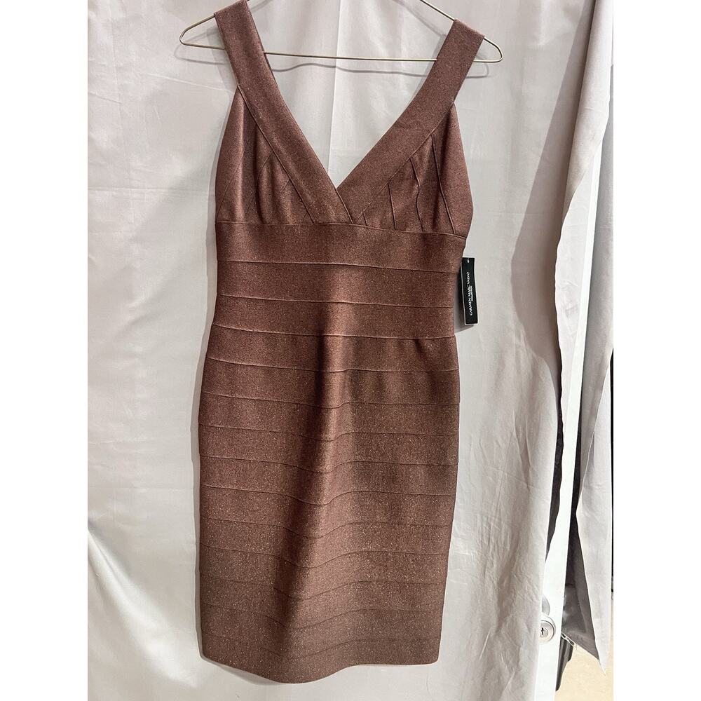 Carmen Marc Valvo metallic bandage dress Size Medium TG2098